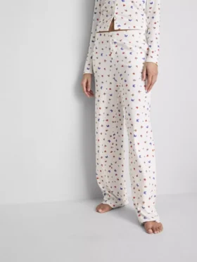 Ribbattu perhoskuvioinen pyjamahousu
