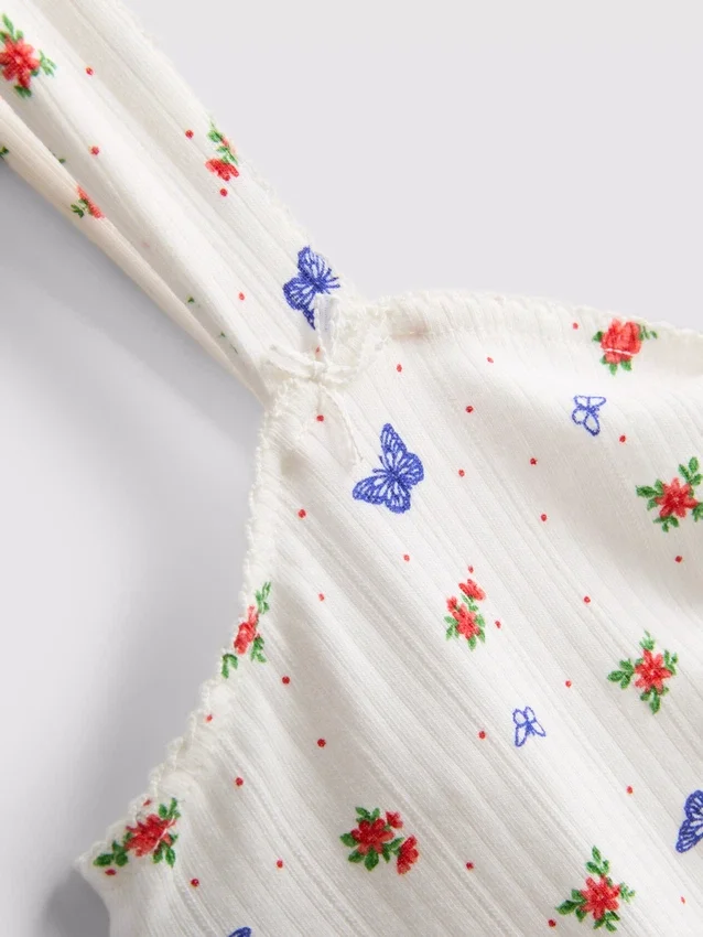 Ribbattu perhoskuvioinen pyjamatoppi