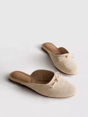 Rusettikoristeiset ballerina-mule-sandaalit