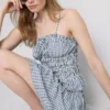 Rypytetty gingham-kuvioinen peplum-top