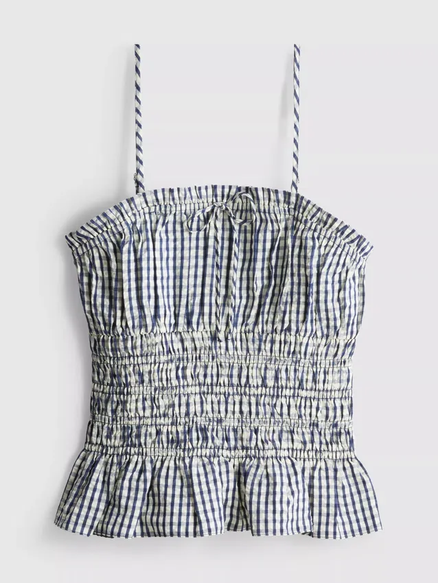 Rypytetty gingham-kuvioinen peplum-top