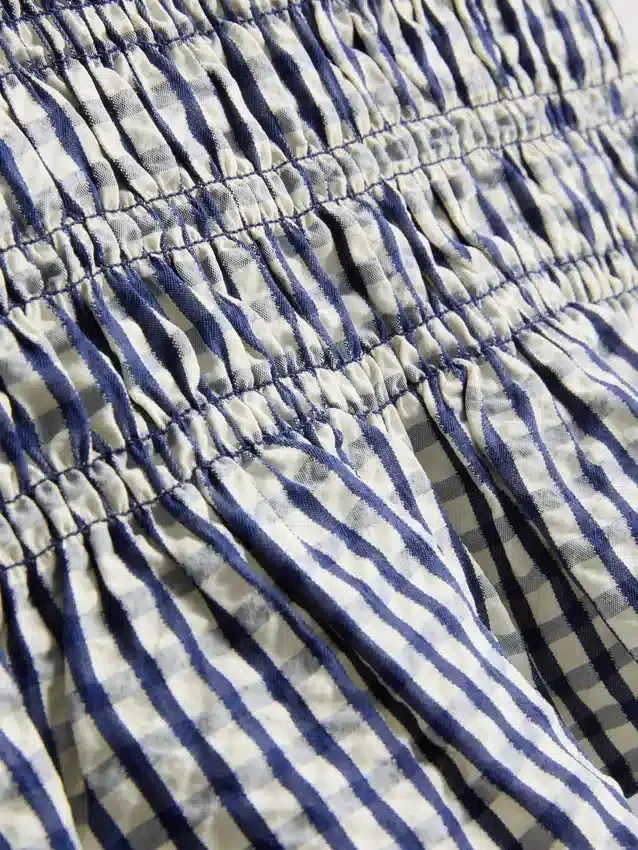 Rypytetty gingham-kuvioinen peplum-top