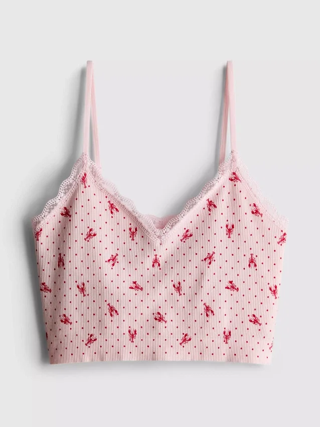 Saumaton, painettu lyhyt pyjamat-cami