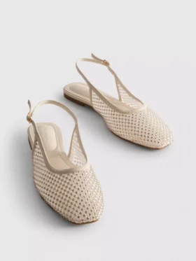 Slingback-ballerinat, strassikoristeiset matalat kengät
