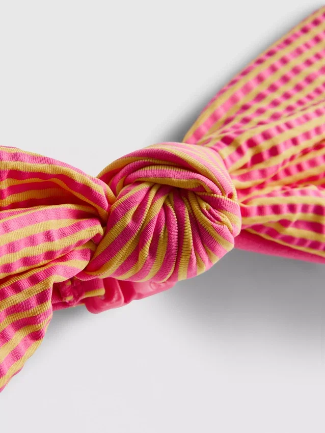 Solmukoristeinen raidallinen bandeau-bikiniliivi