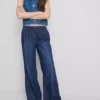 Suoralahkeiset denim-collegehousut