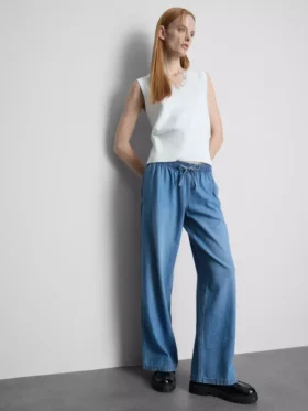 Suoralahkeiset denim-collegehousut