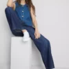 Suoralahkeiset denim-collegehousut