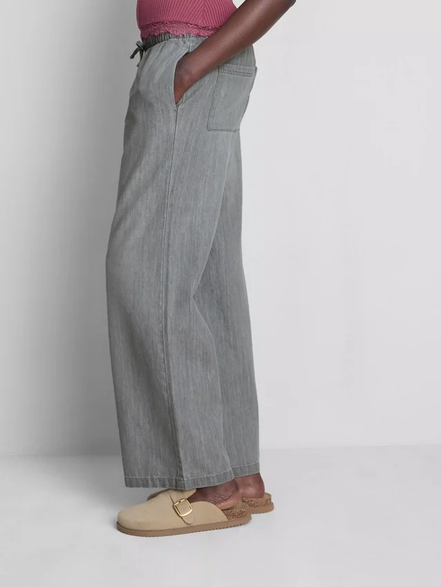 Suoralahkeiset denim-collegehousut