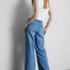 Suoralahkeiset denim-collegehousut