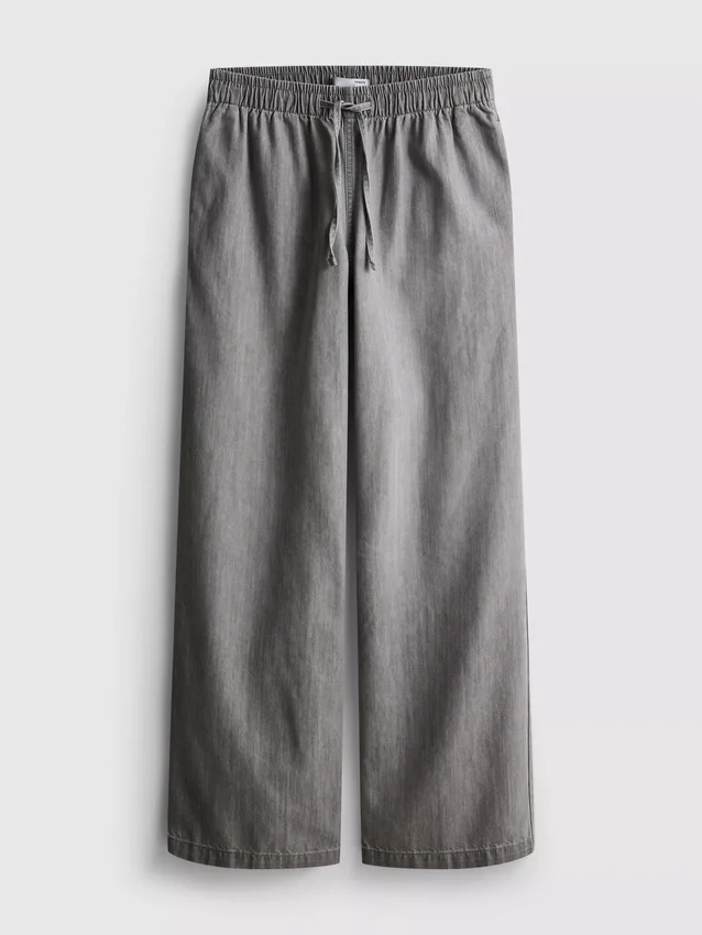 Suoralahkeiset denim-collegehousut