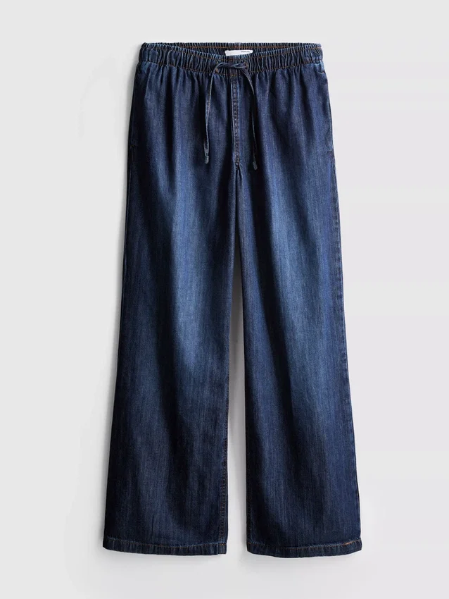 Suoralahkeiset denim-collegehousut