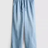 Suoralahkeiset denim-collegehousut