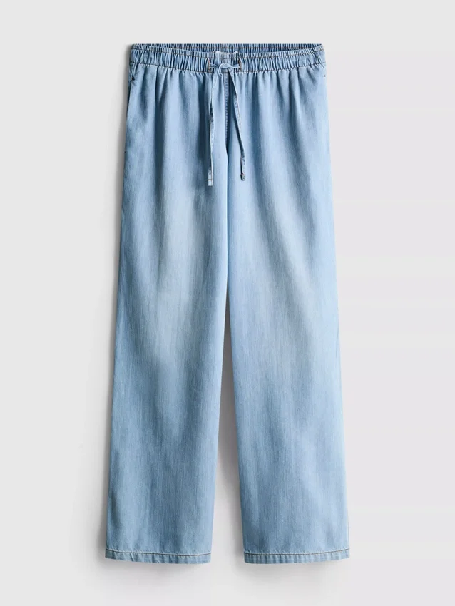 Suoralahkeiset denim-collegehousut