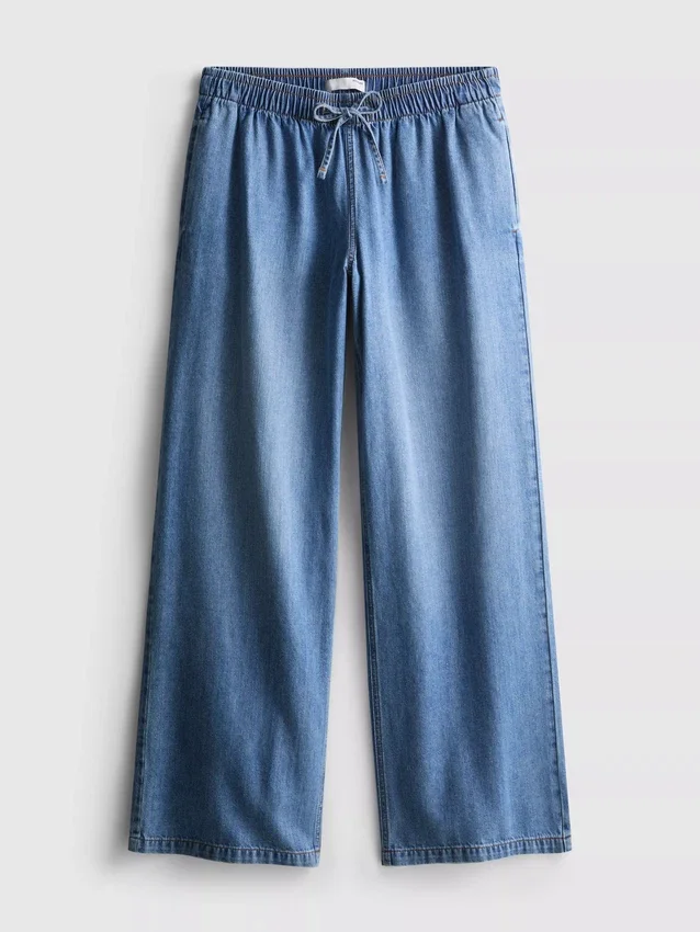 Suoralahkeiset denim-collegehousut