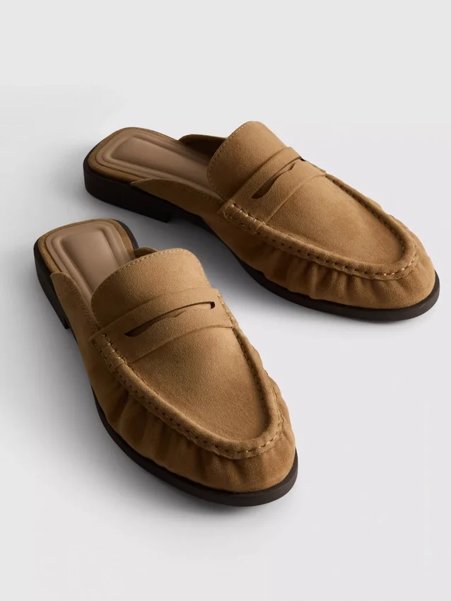 Tekosukkanahkaiset loafer-mule-sandaalit