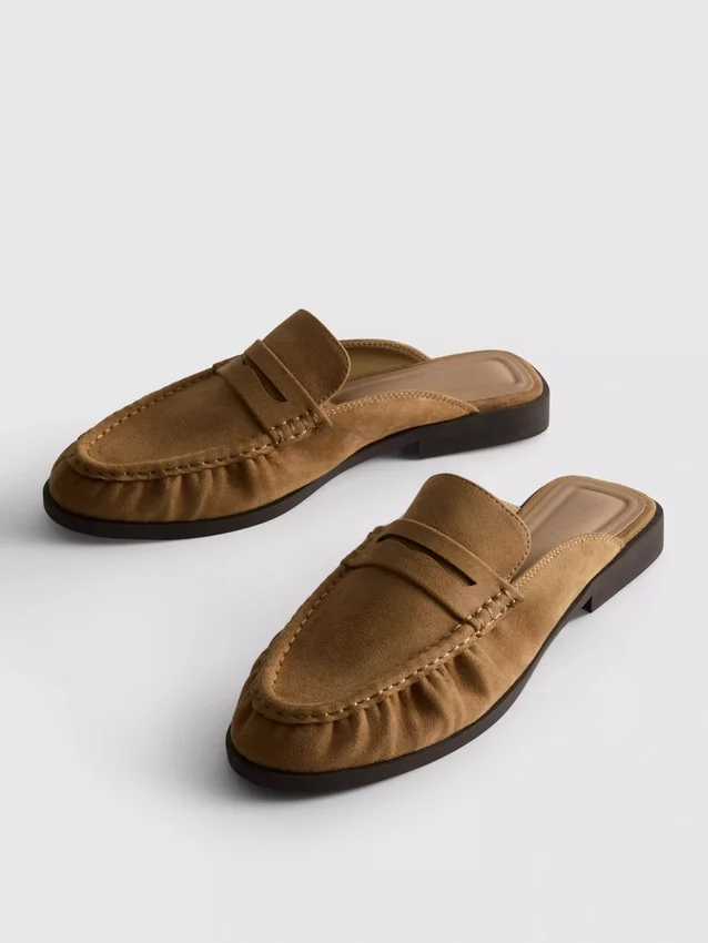 Tekosukkanahkaiset loafer-mule-sandaalit