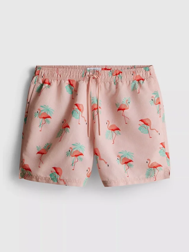 Teksturoidut flamingo-shortsit