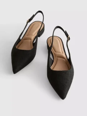 Teräväkärkiset slingback-mules-kengät