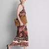 The Edit -merkin pellavaseoksesta valmistettu painettu halter-midi-mekko