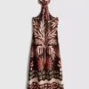 The Edit -merkin pellavaseoksesta valmistettu painettu halter-midi-mekko