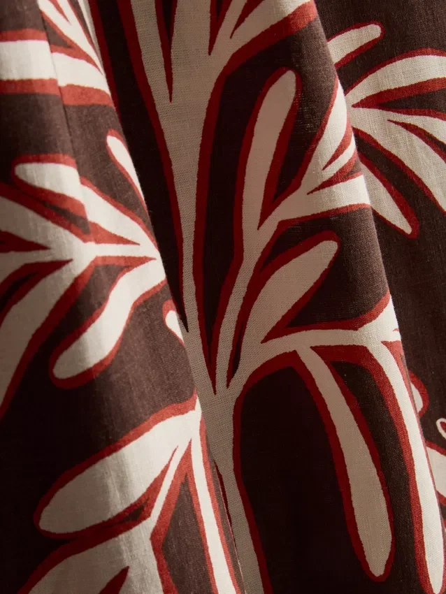 The Edit -merkin pellavaseoksesta valmistettu painettu halter-midi-mekko