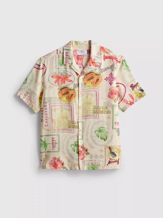 Tropical Postcard -lyhythihainen shortsit-tyyppinen kauluspaita