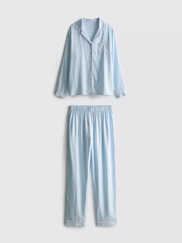 Twill-kangasta valmistetut boyfriend-pyjamat