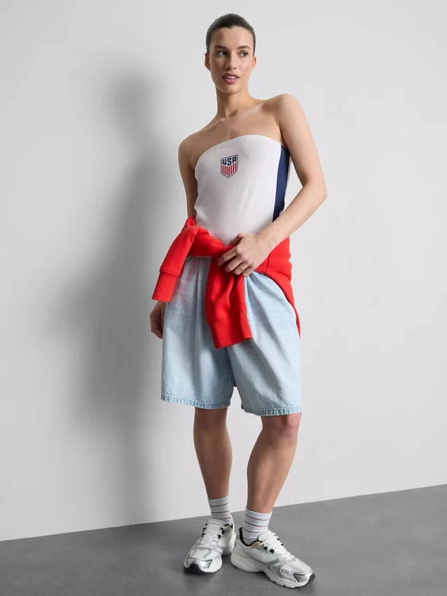 USA Soccer -bandeau-toppi, jossa on runsaasti puuvillaa