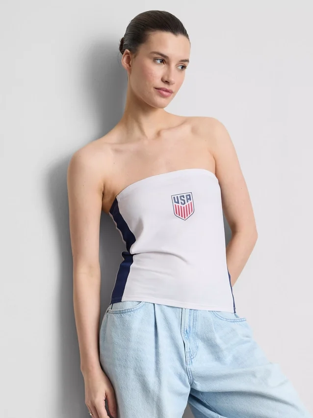 USA Soccer -bandeau-toppi, jossa on runsaasti puuvillaa