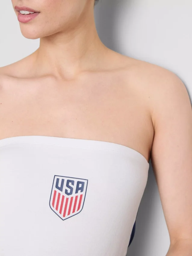 USA Soccer -bandeau-toppi, jossa on runsaasti puuvillaa