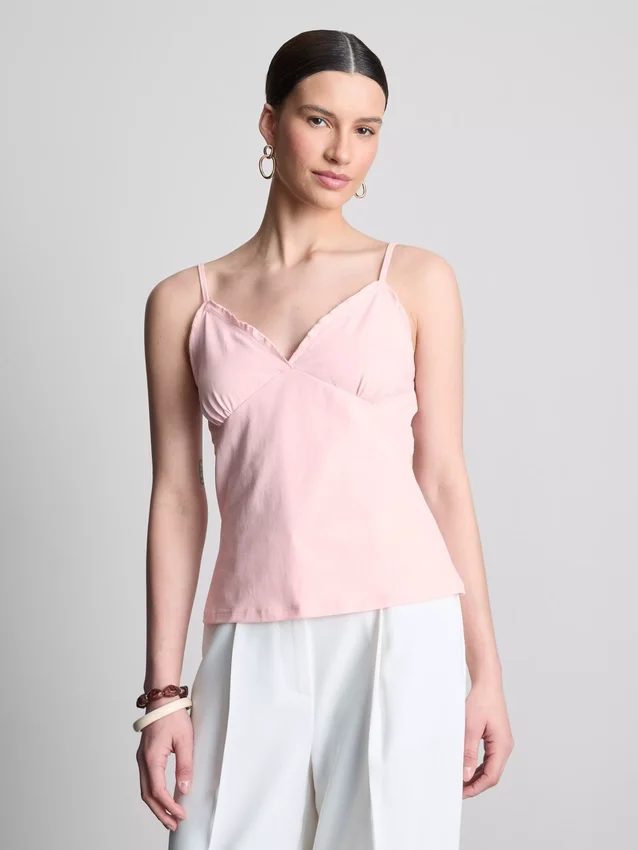 V-kaula-aukkoinen babydoll-top