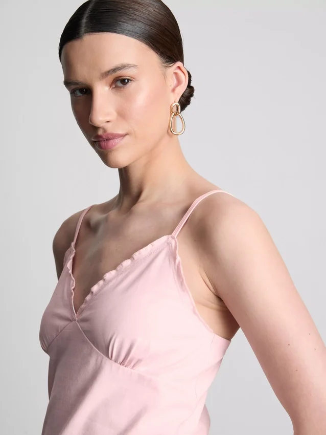 V-kaula-aukkoinen babydoll-top