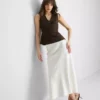 V-kaula-aukkoinen peplum-hihaton toppi